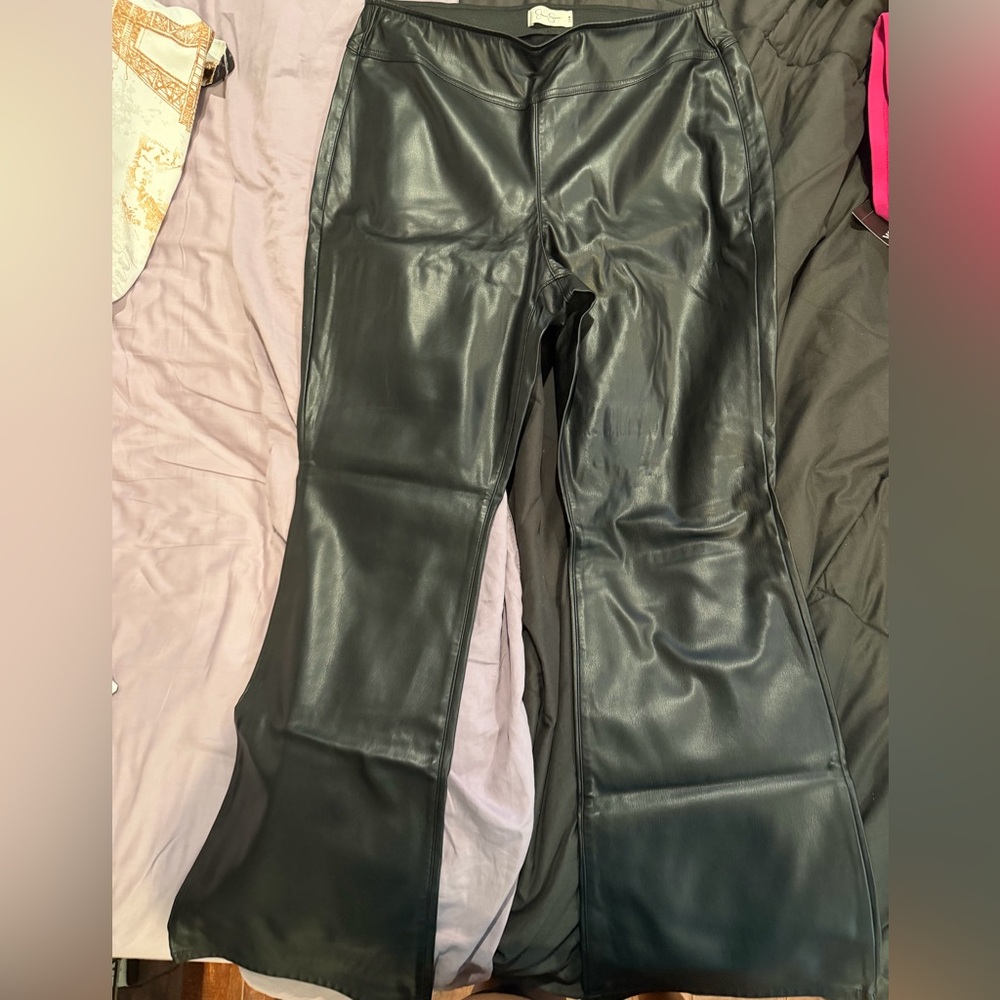 Jessica Simpson Black Faux Leather Flared Leggings